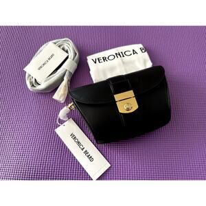 $398 Veronica Beard Small Crest Lock Trap Bag in Black NEW handbag womens purse